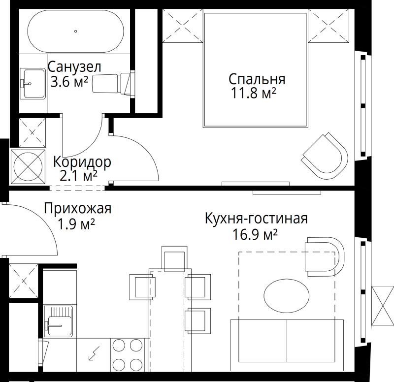 Продажа 1-комн квартиры в новостройке Сапроново д., Купелинка мкр.,  к. Нестеров