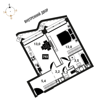 Продажа 1-комн квартиры в новостройке Семеновская наб. 3 стр. 13 А улица