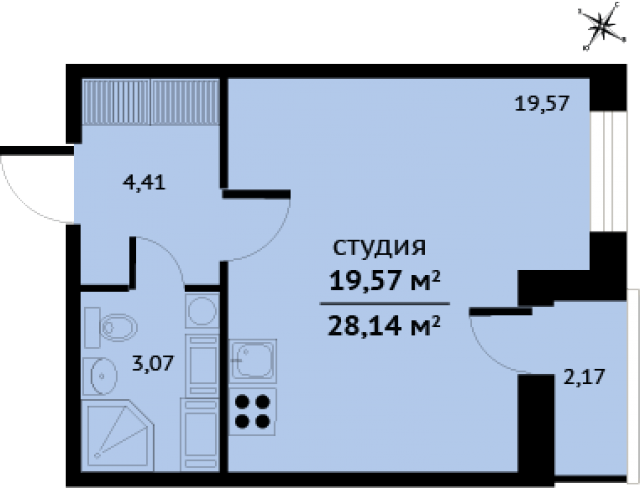 Планировка ЖК Город мастеров, 19.57 м2
