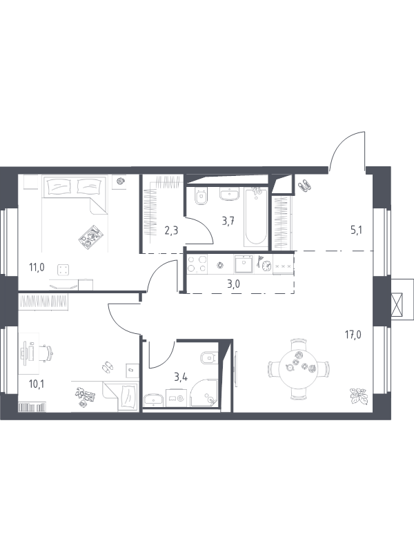 Продажа 2-комн квартиры в новостройке Верейская ул,  к. 3.1