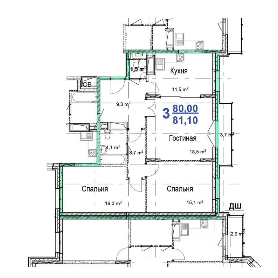 Продажа 3-комн квартиры на вторичном рынке 3-й мкр, Звенигород, 17