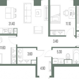 Продажа 3-комн квартиры в новостройке Ленинградское ш,  д. 57,  к. 2