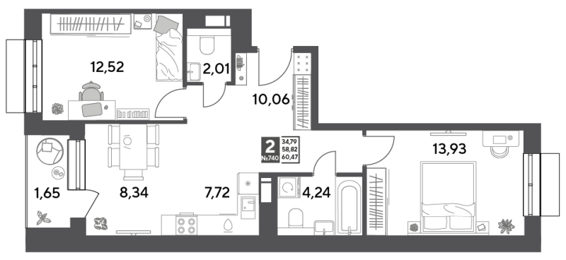 Продажа 2-комн квартиры в новостройке Пушкино г., Зелёная Роща ул.,  к. 12