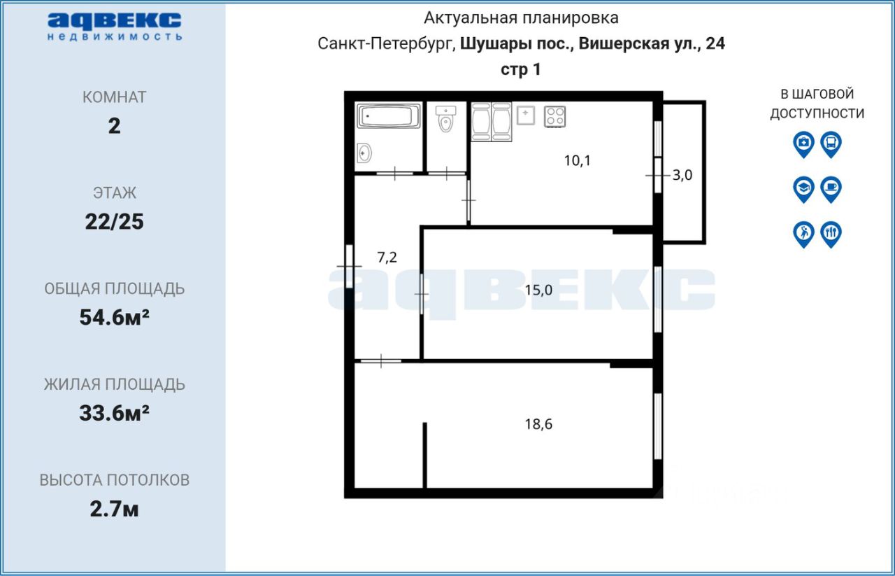 Продажа 2-комн квартиры на вторичном рынке пос. Шушары, улица Вишерская, 24