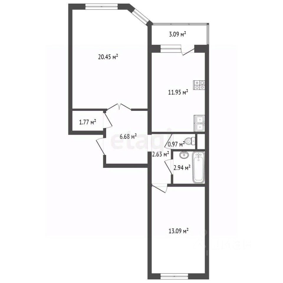 Продажа 2-комн квартиры на вторичном рынке Балашиха, Трубецкая улица, 110