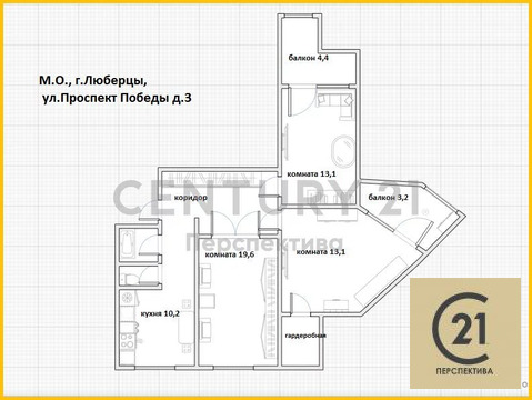 3-комн квартира Люберцы, проспект Победы,  д. 3