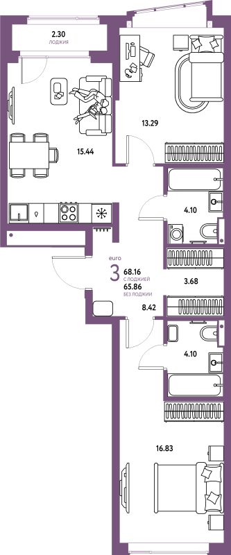 Продажа 2-комн квартиры в новостройке Мытищи г., Комарова ул.,  к. Дом Перов