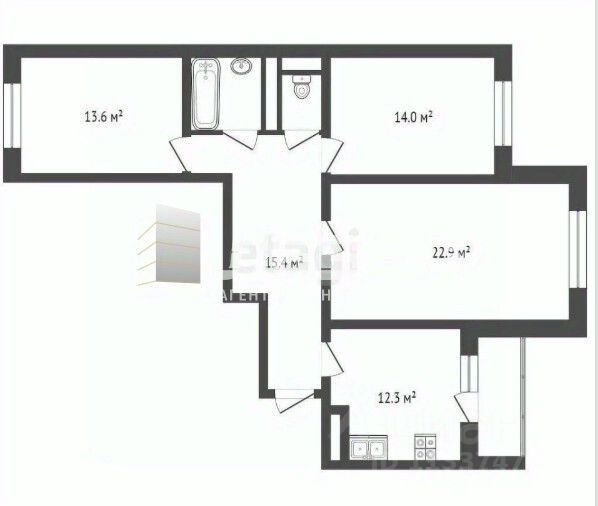 Продажа 3-комн квартиры на вторичном рынке Западный мкр, улица Лунная, 25к3