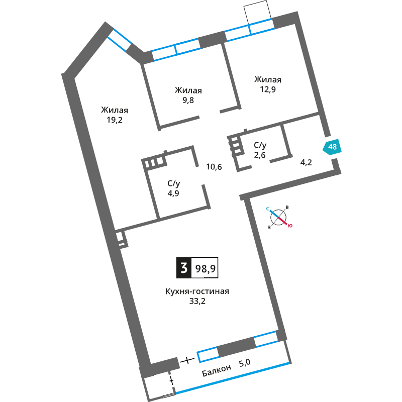 Продажа 3-комн квартиры в новостройке Марьино д., Заречная ул.,  к. 41