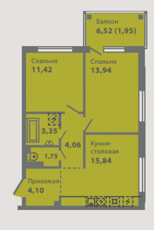 Планировка ЖК Gröna Lund, 25.36 м2