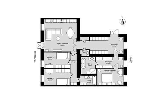 Продажа 6-комн квартиры на вторичном рынке улица Чехова,  д. 5