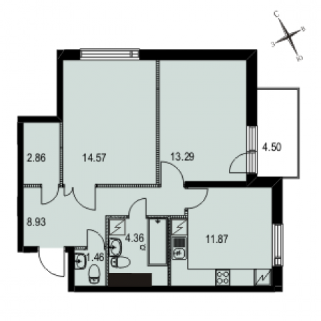 Планировка ЖК Тринити, 27.86 м2