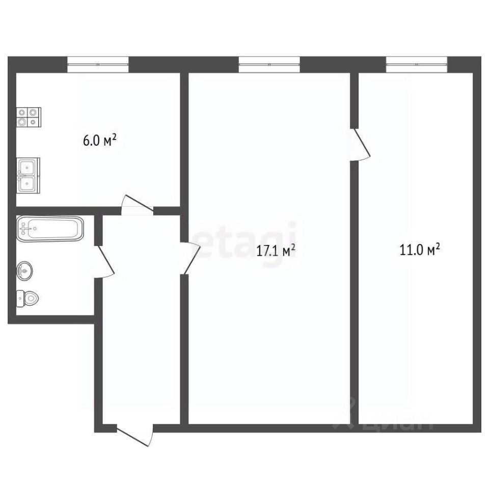 Продажа 2-комн квартиры на вторичном рынке Дубна, улица Курчатова, 21