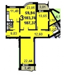 Планировка ЖК Красногорье DeLuxe, 59.94 м2