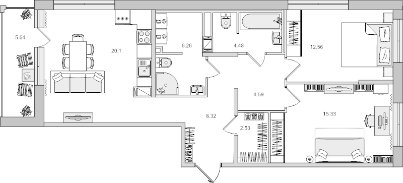 Продажа 2-комн квартиры в новостройке Санкт-Петербург г., Парашютная ул.,  к. 2.6