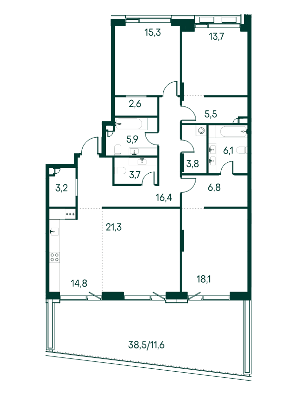 Продажа 3-комн квартиры в новостройке Москва г., Чкаловский б-р,  к. 2.1