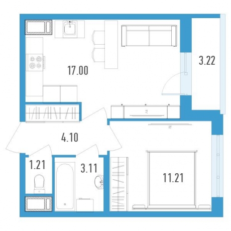 Планировка ЖК Магеллан, 11.21 м2