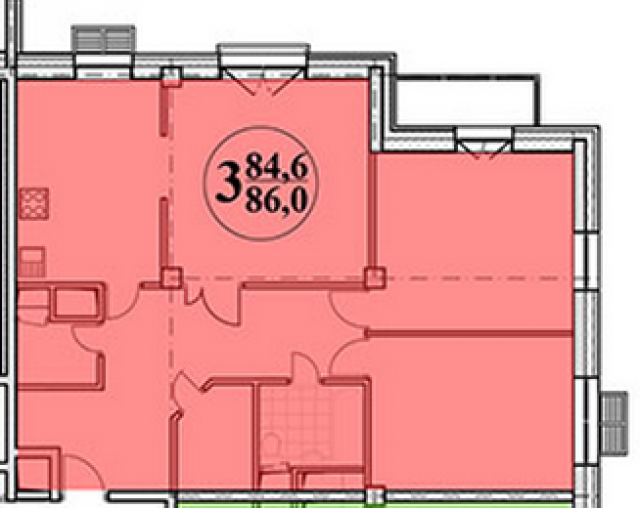 Планировка ЖК Счастье на Изумрудной, 86 м2