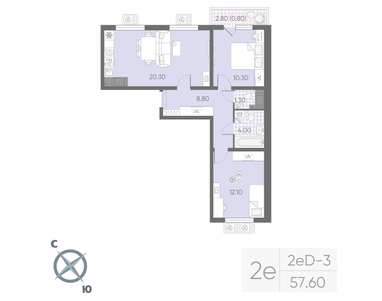Продажа 2-комн квартиры в новостройке Санкт-Петербург г., Пискаревский пр-кт,  к. 20