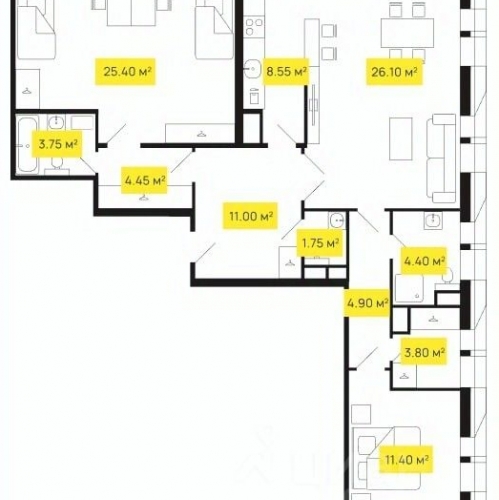 3-комн квартира Кастанаевская улица,  д. 66