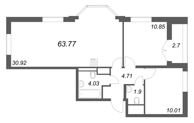 Продажа 2-комн квартиры в новостройке Санкт-Петербург г., Октябрьская наб.,  к. 7