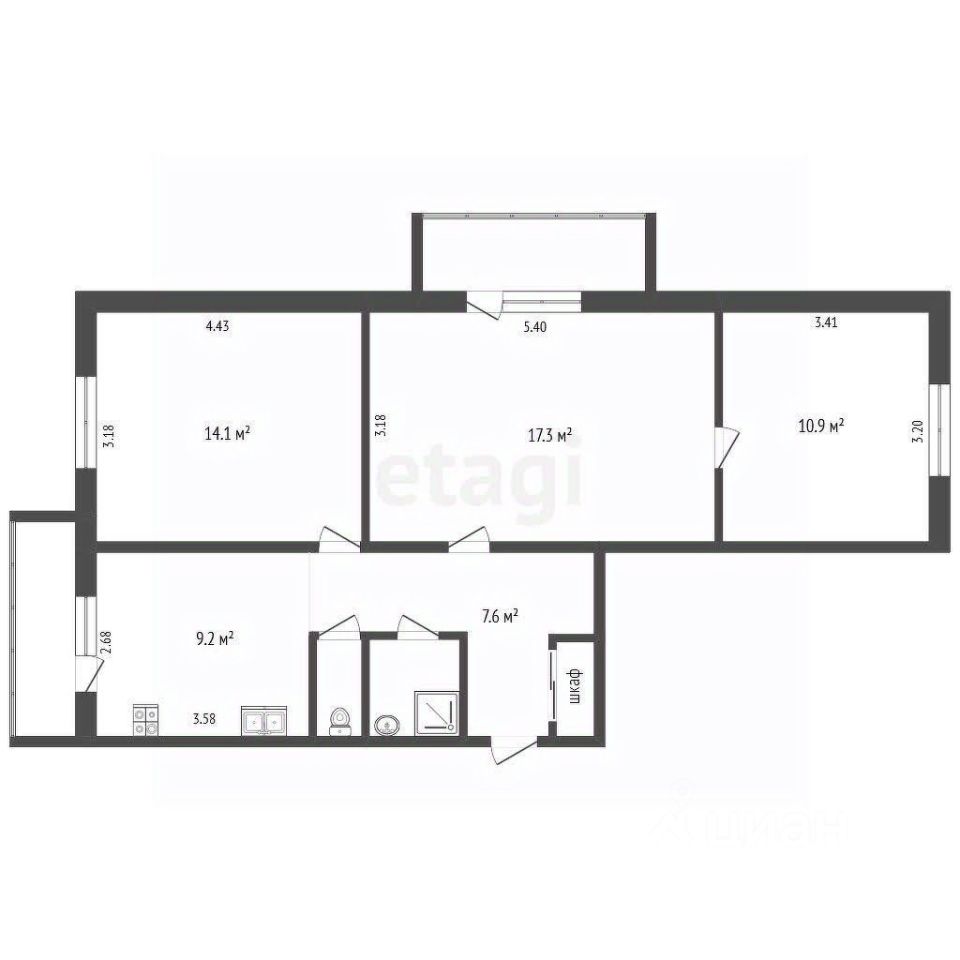 Продажа 3-комн квартиры на вторичном рынке улица Богданова, 16