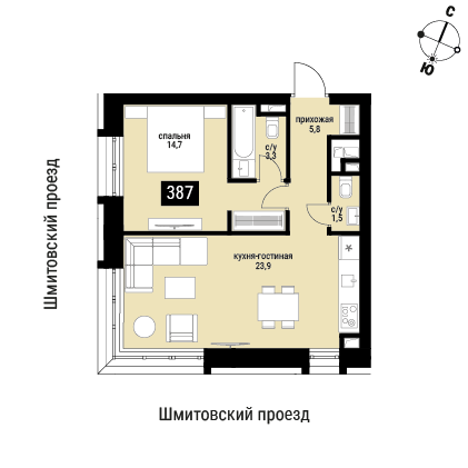 Продажа 1-комн квартиры в новостройке г.Шмитовский проезд, вл.40