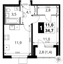 Продажа 1-комн квартиры в новостройке Мосрентген пос., Проектируемый проезд № 7502,  к. 3