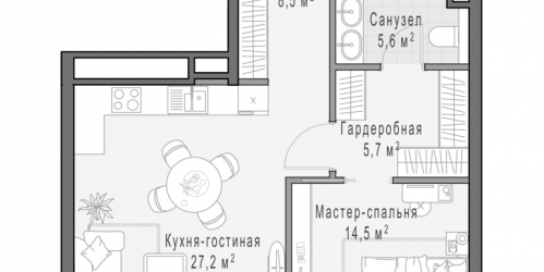 1-комн квартира Москва г., Фрунзенская наб.,  к. D