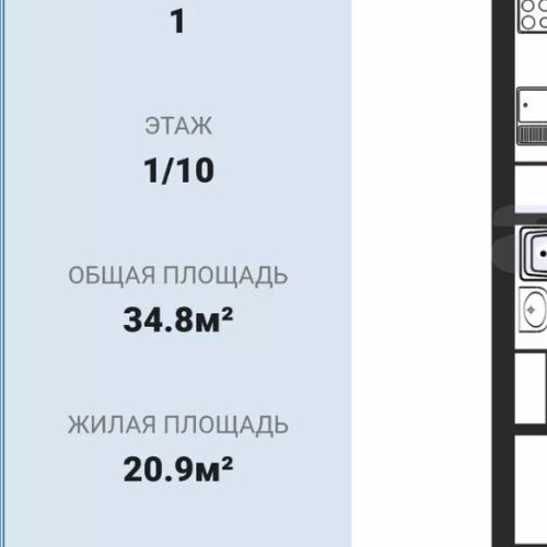 1-комн квартира улица Костюшко, 10