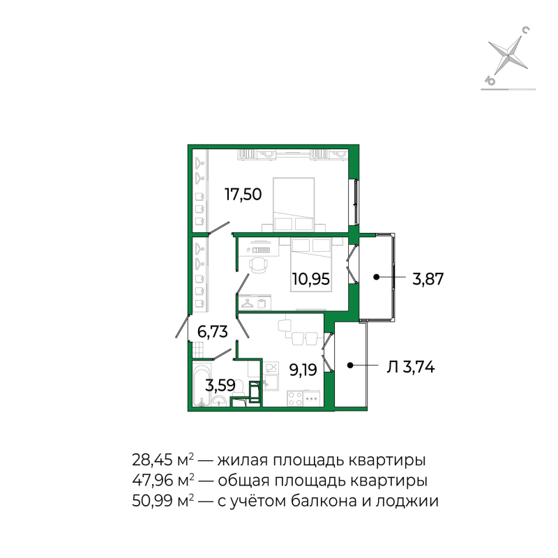 Продажа 2-комн квартиры в новостройке Сертолово г., Дмитрия Кожемякина ул.,  к. 3