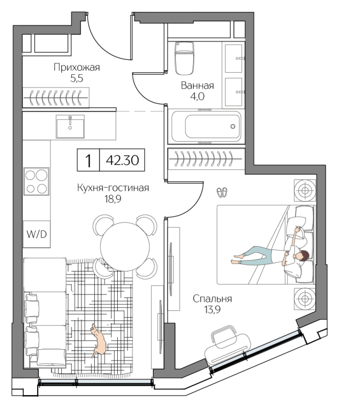 Продажа 1-комн квартиры в новостройке Москва г., Проектируемый проезд № 4062,  к. Aqua