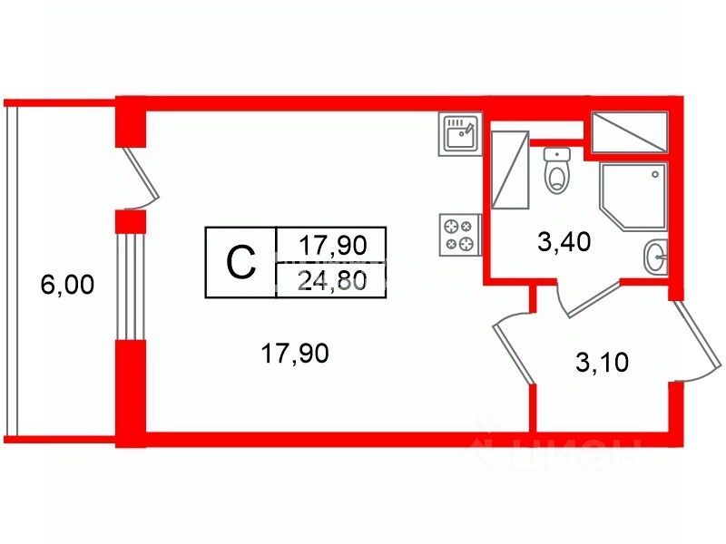 Продажа студии улица Верхне-Каменская, 9к1