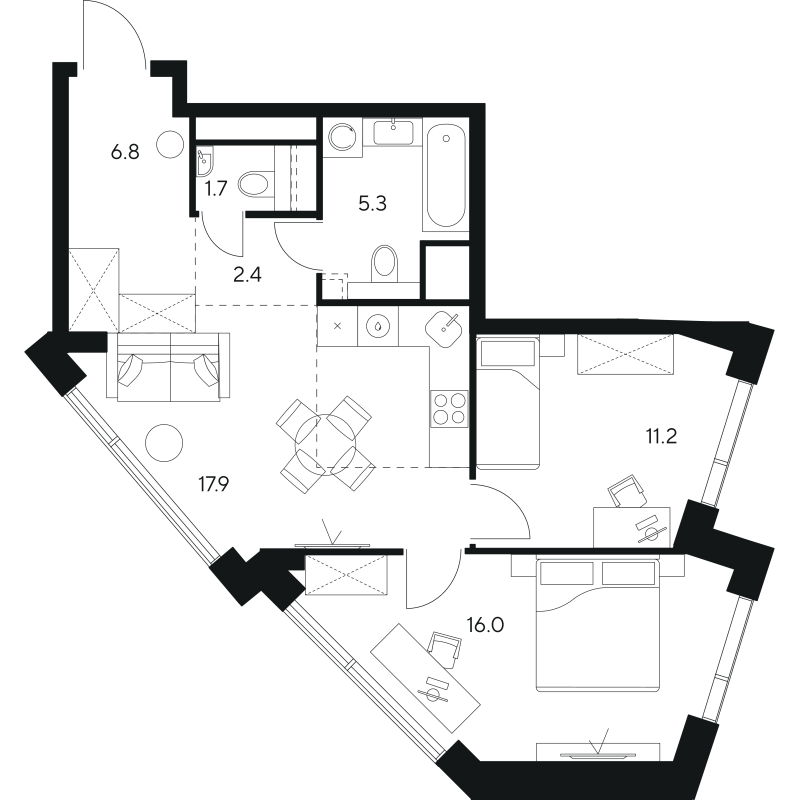 Продажа 2-комн квартиры в новостройке Москва г., Ярцевская ул.,  к. 1