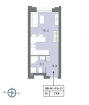 Планировка ЖК Дмитровское небо, 15.4 м2