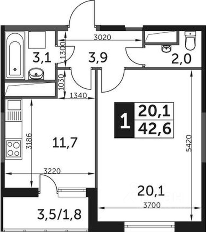 Аренда 1-комн квартиры на вторичном рынке Одинцово, улица Сколковская, 9Б