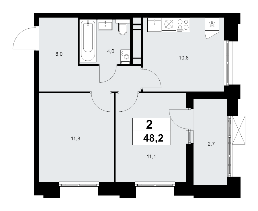 Продажа 2-комн квартиры в новостройке Прокшино д., Проектируемый проезд № 7029,  к. 7.1.3