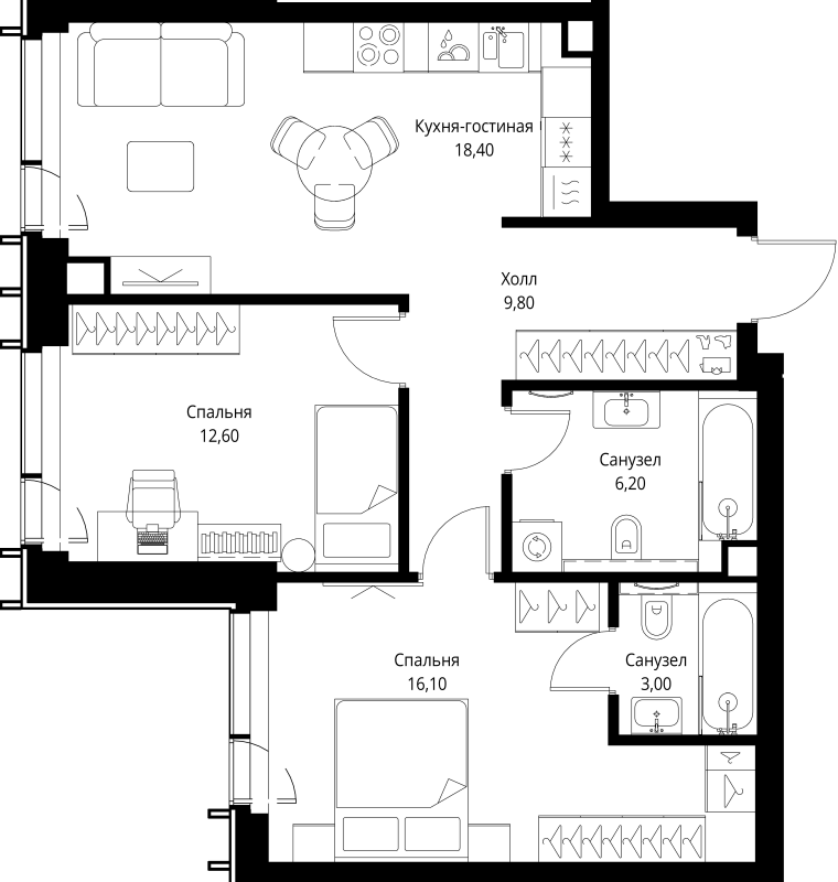 Продажа 2-комн квартиры в новостройке Москва г., Верейская ул.,  к. 1.5