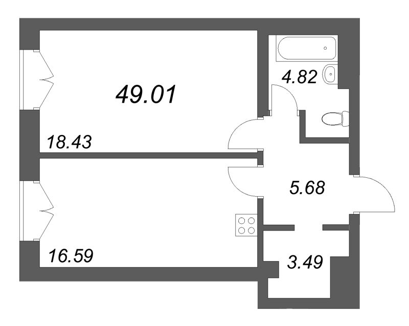 Продажа 1-комн квартиры в новостройке Санкт-Петербург г., Фонтанки реки наб.,  к. 1
