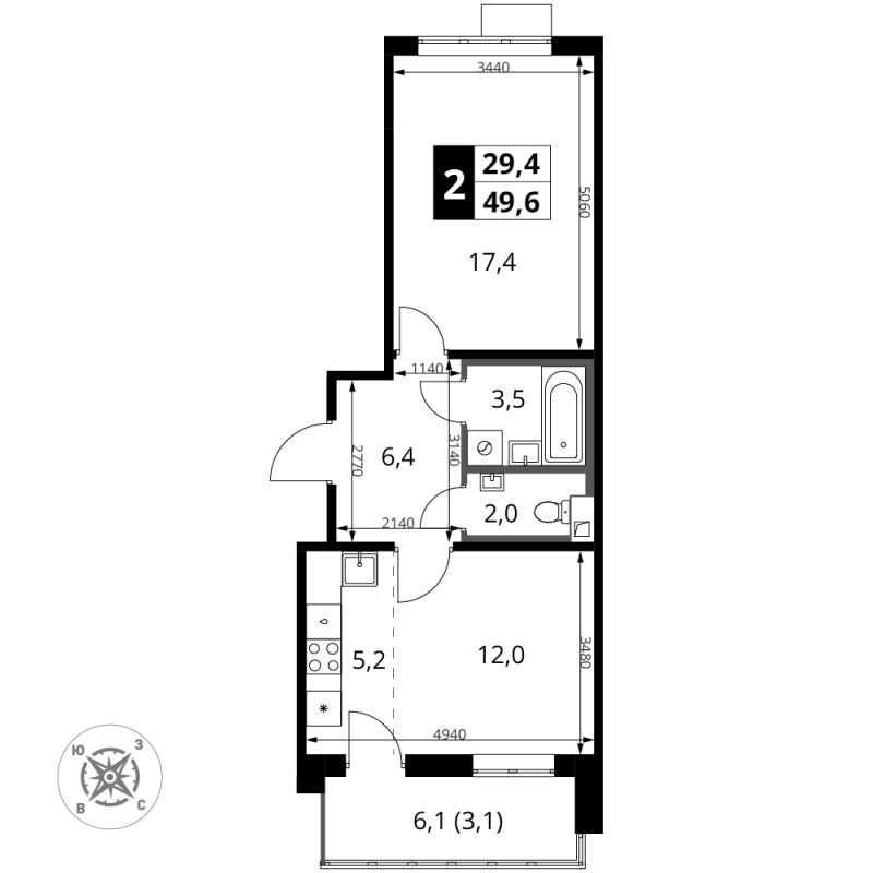 Продажа 1-комн квартиры в новостройке Химки г., Комсомольская ул.,  к. 4