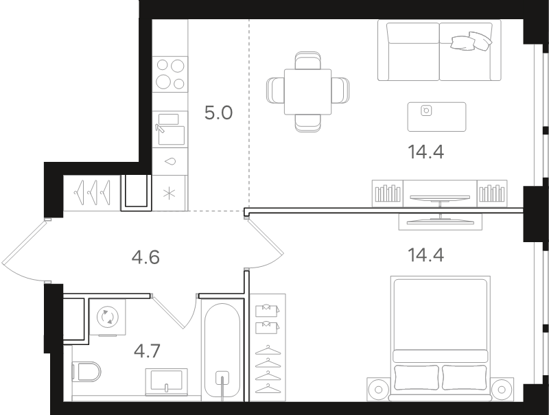 Продажа 1-комн квартиры в новостройке Москва г., Открытое ш.,  к. 1
