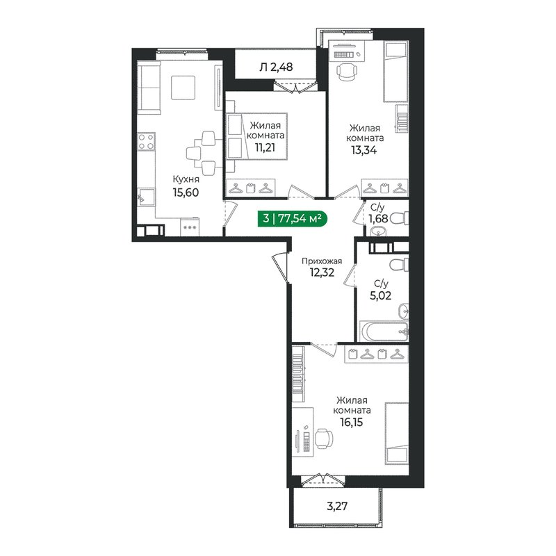 Продажа 3-комн квартиры в новостройке Сертолово г., Дмитрия Кожемякина ул.,  к. 4