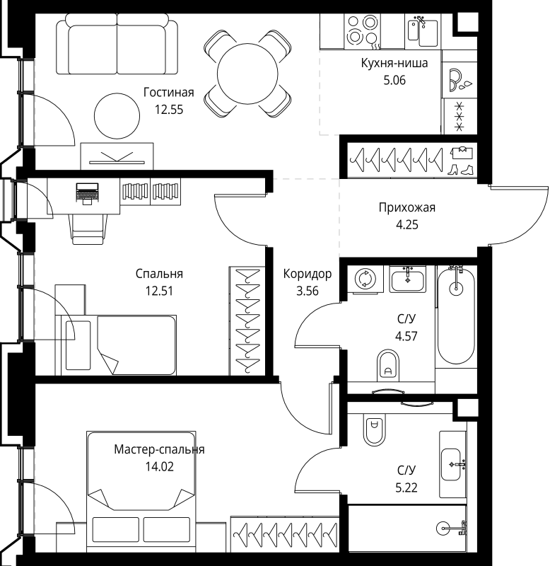 Продажа 2-комн квартиры в новостройке Москва г., Мира пр-кт,  к. 2