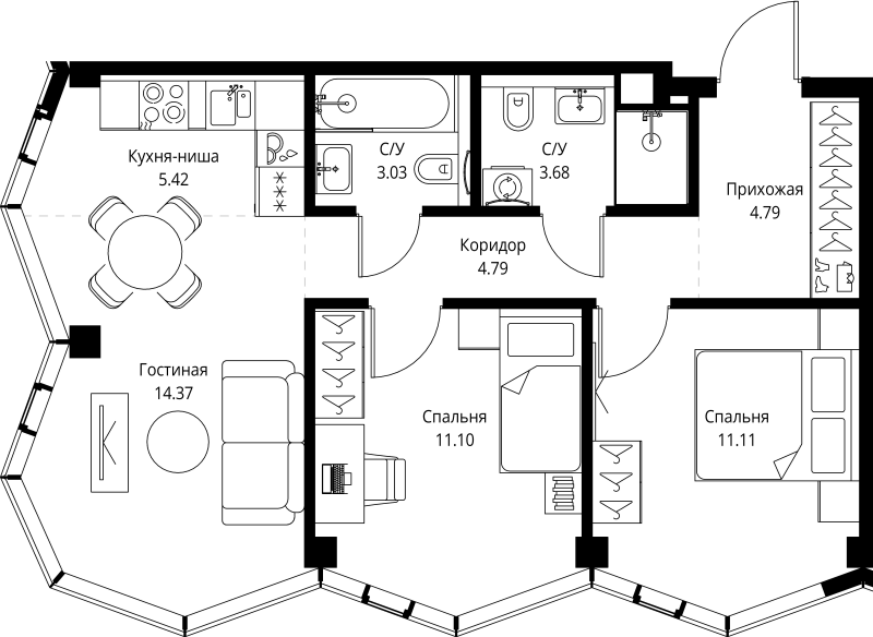 Продажа 2-комн квартиры в новостройке Москва г., Мира пр-кт,  к. 3