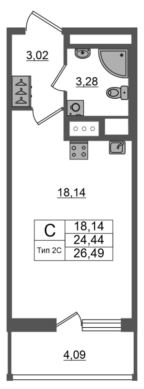 Продажа студии Санкт-Петербург г., Октябрьская наб.,  к. 1.1