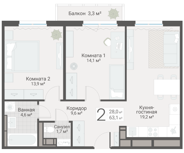 Продажа 2-комн квартиры в новостройке Санкт-Петербург г., Руднева ул.,  к. 3
