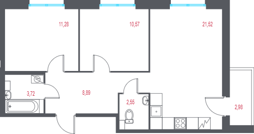 Продажа 2-комн квартиры в новостройке Пушкин г., 1-я линия, территория Лесное,  к. 1.1