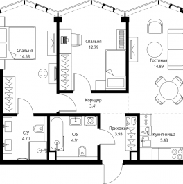 Продажа 2-комн квартиры в новостройке Москва г., Мира пр-кт,  к. 3