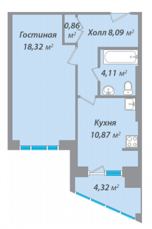 Планировка ЖК Павловский квартал, 18.32 м2