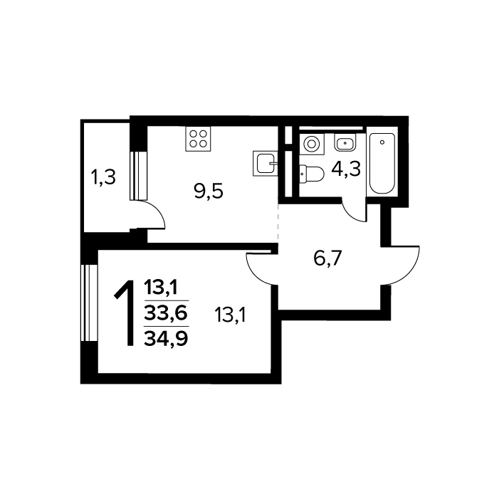 Продажа 1-комн квартиры в новостройке Десёновское пос., Калужское ш.,  к. 6.9